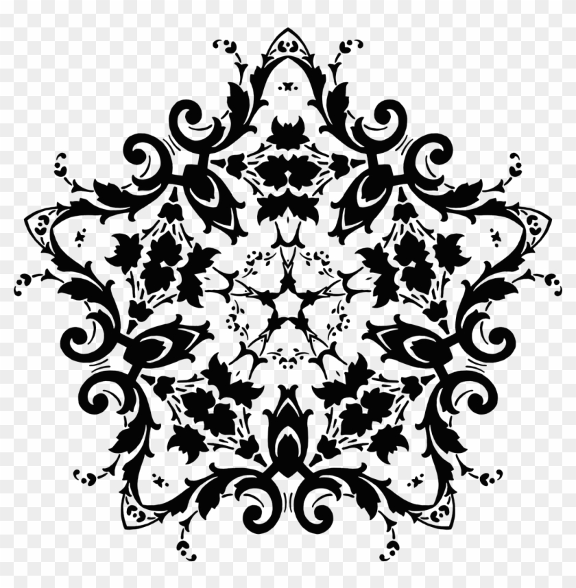 Damask Floral Flower Flourish Png Image Mandala Black And White Transparent Png 1280x1247 Pngfind