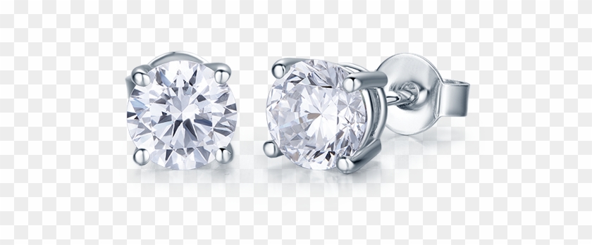 Classic Four Post Diamond Stud Earrings Setting - 四 爪 鑽石, HD Png ...