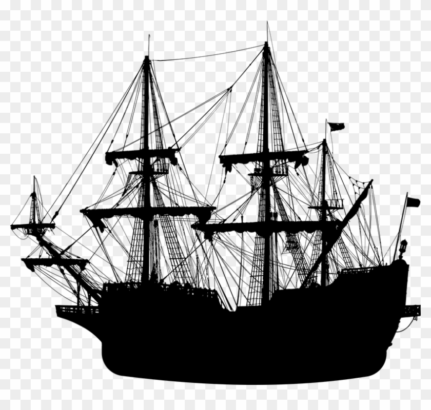 Ship Boat Silhouette Vessel Vehicle Transportation - Mast, HD Png ...