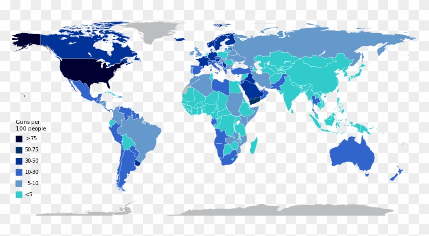 World Map Of Civilian Gun Ownership Countries With Strict Gun Laws Map Hd Png Download 800x406 Pngfind