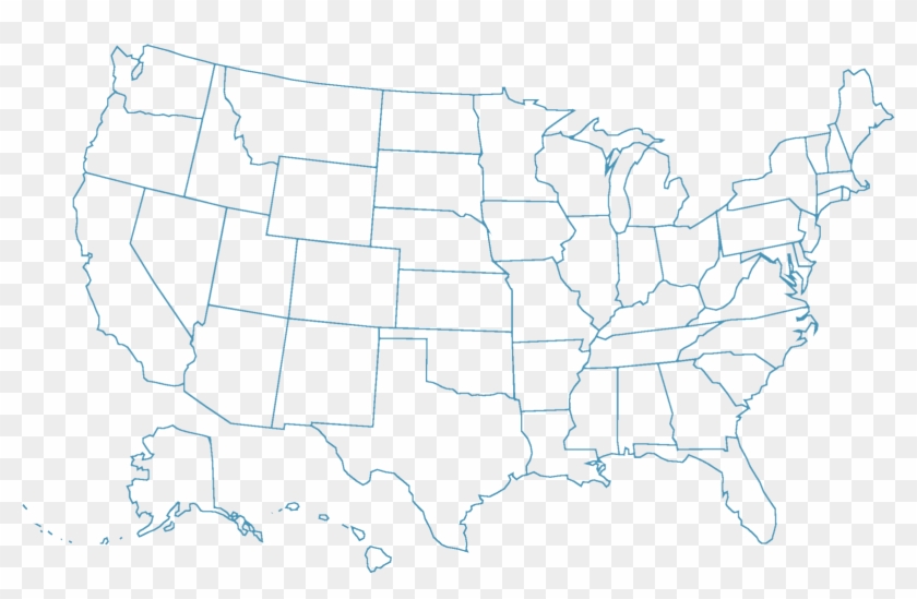 Map-outline - Usa States Not Labeled, HD Png Download - 1600x1018