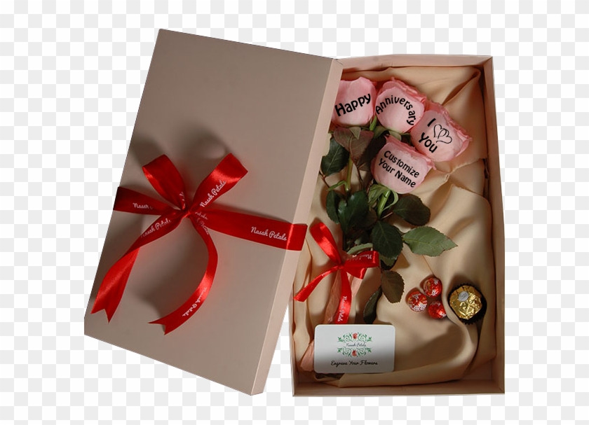 4pink Rose Anniversary Gift Box - Happy Anniversary Gift With Red