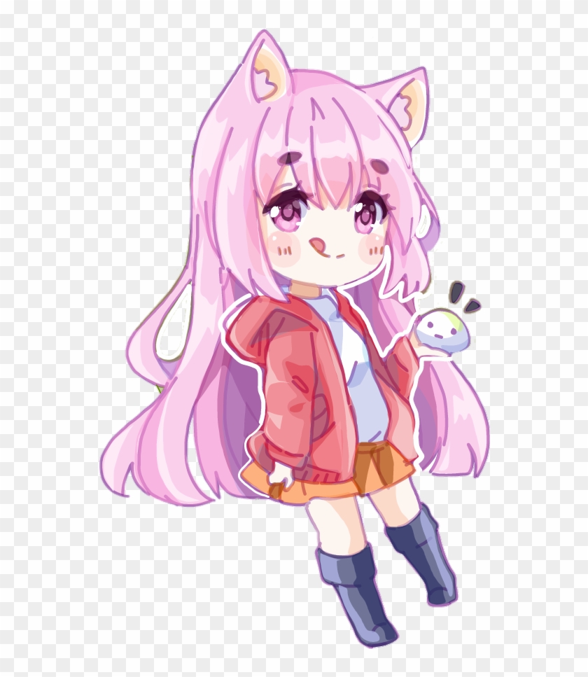 Girl Catgirl Cat Pink Chibi Anime Drawing Cute Cartoon Hd Png Download 560x887 3937412 Pngfind - anime girl anime blonde butterfly cute girl green roblox