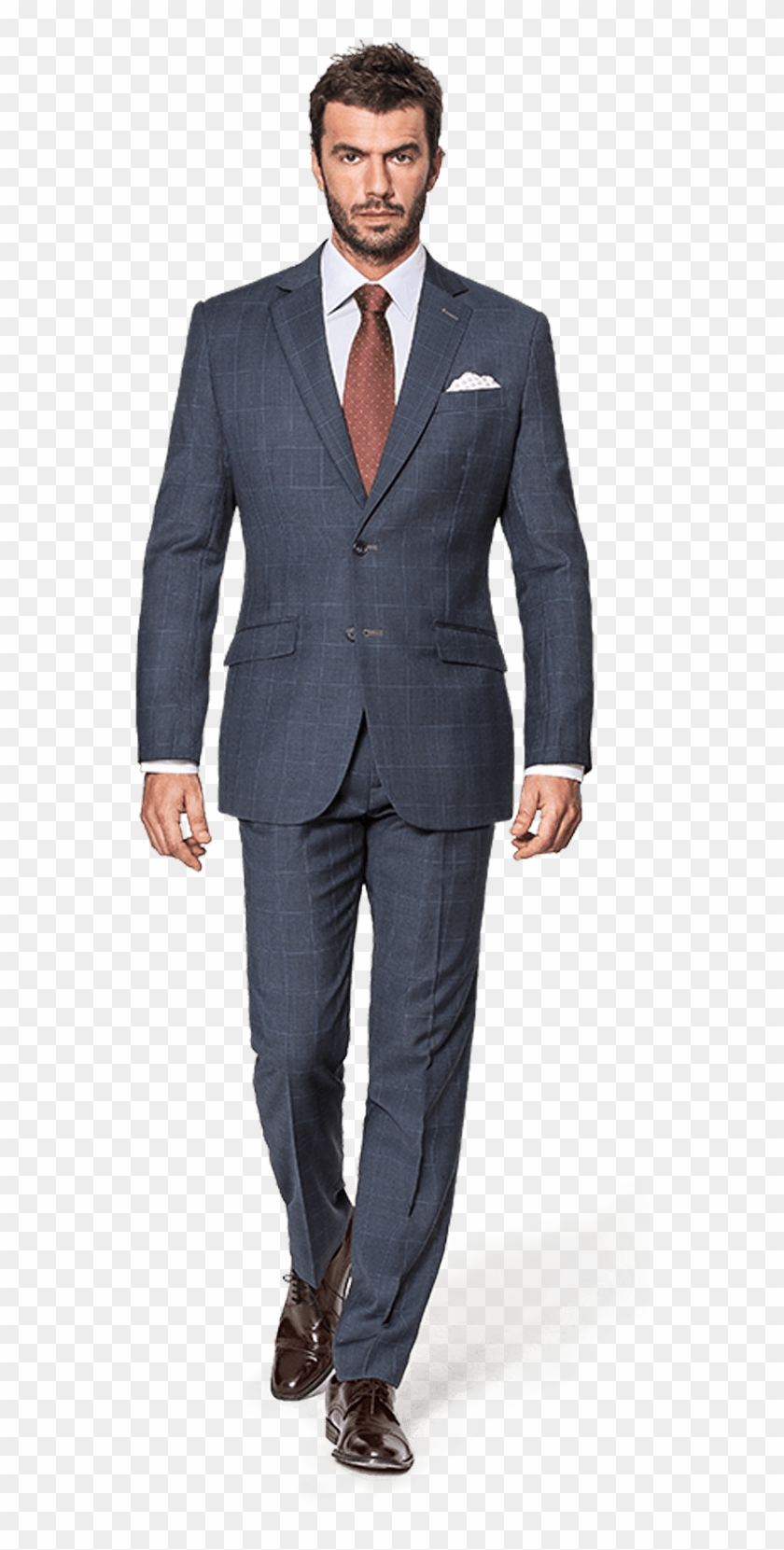 Blue Checked Merino Wool Suit - First Suit Blue Suit, HD Png Download ...