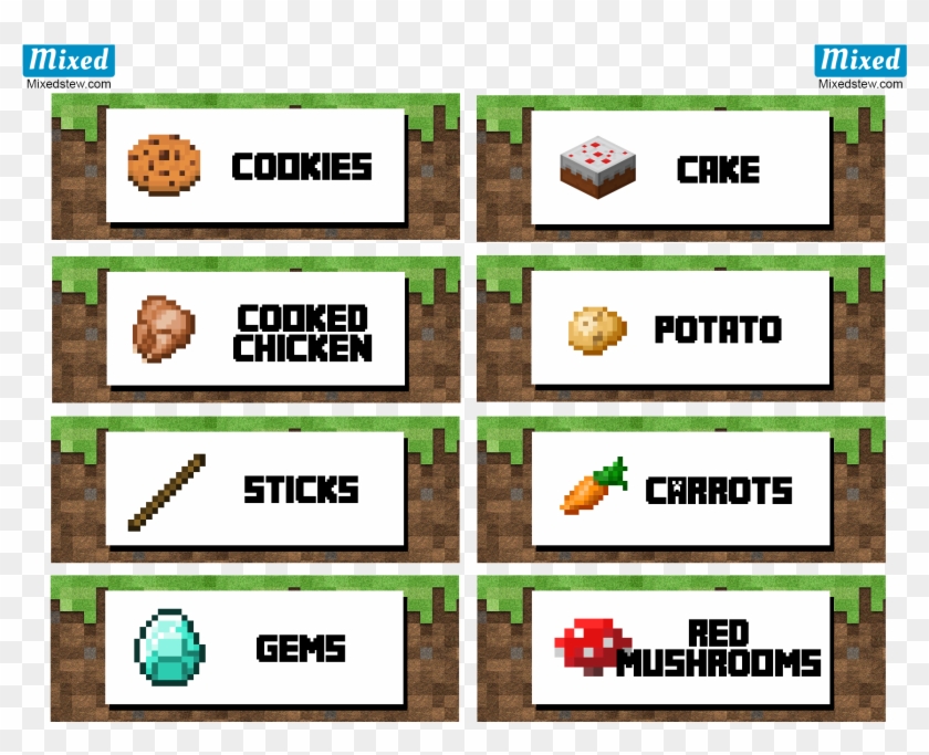 Minecraft Party Printables Food Labels Free