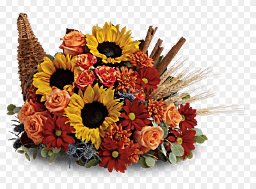 Free Png Download Sunflowers And Orange Roses Are Accented - Cornucopia