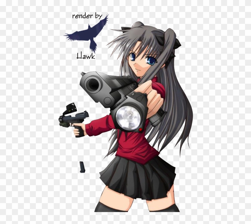 Photo Fatestaynight Anime Girl With Gun Png Transparent Png 487x680 Pngfind