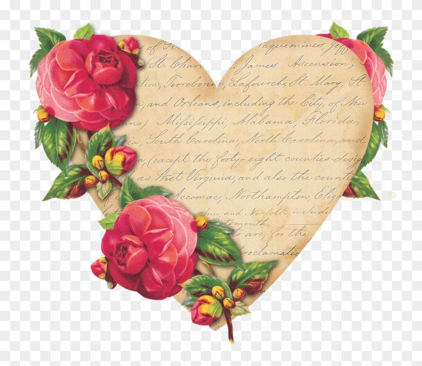 Алфавит И Прочее Письмо - Heart With Roses Vintage, HD Png Download ...