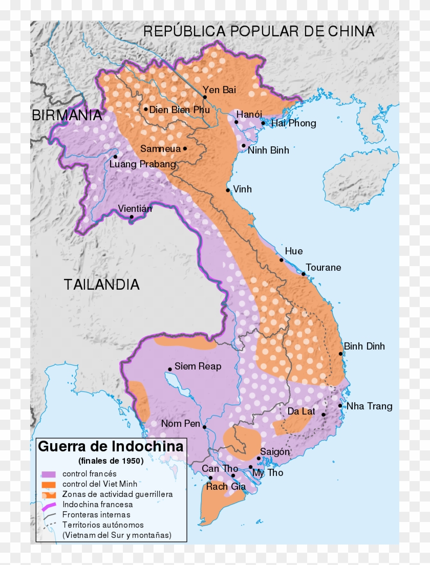 First Indochina War Map 1954 Es - Vietnam Map 1954 War, HD Png Download ...