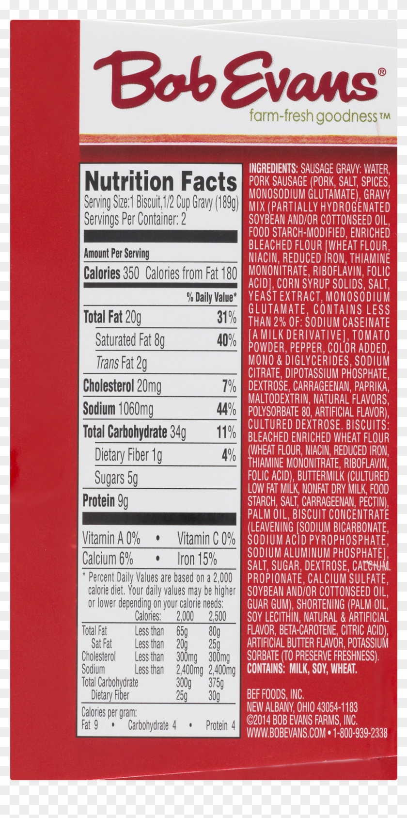 Bob Evans Nutrition Chart Keski