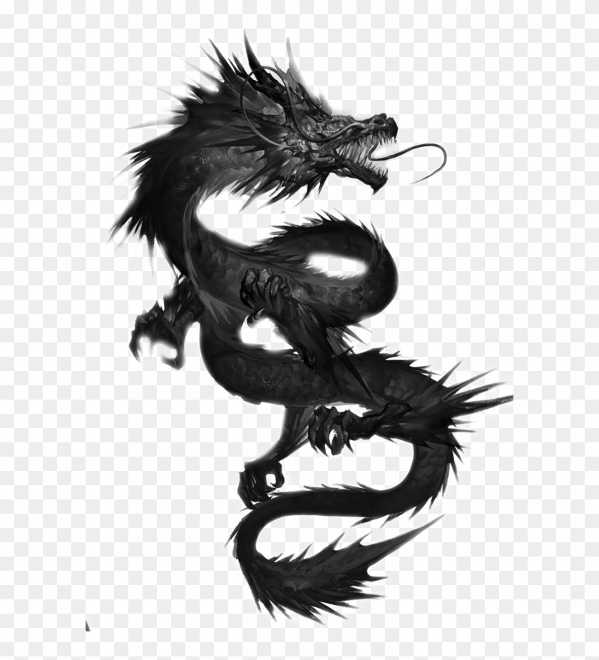 Drago Drawing Ink - Drawing Of Black Dragon, HD Png Download - 600x845 ...
