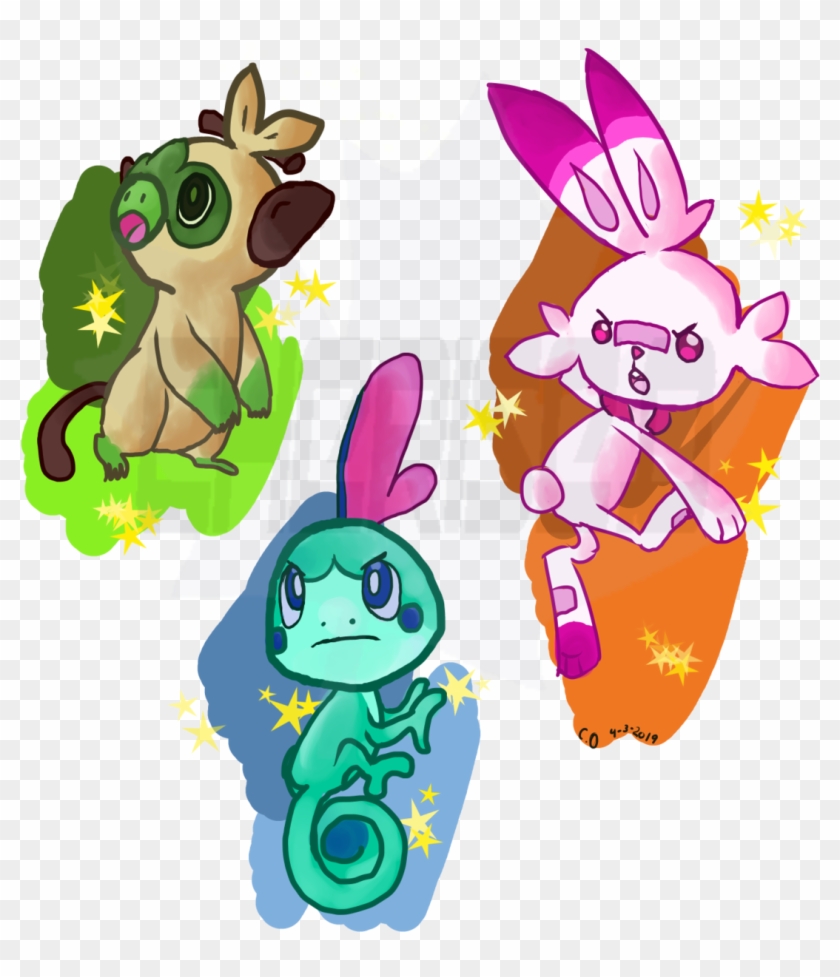A Digital Version Of The Shiny Sword And Shield Starters Cartoon Hd Png Download 1280x1301 Pngfind
