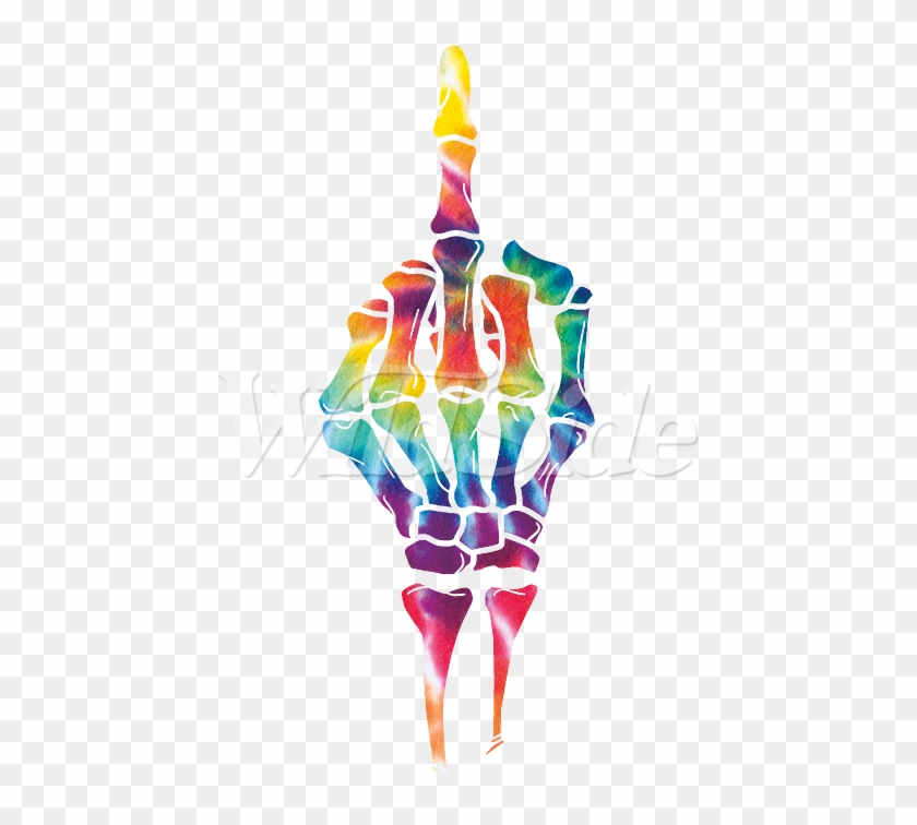 Tie Dye Skeleton Middle Finger - Illustration, HD Png ...