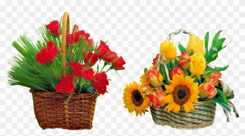 Flores En Cesta Girasoles Tulipanes Dia De La Madre - Spring Flower Basket  Png, Transparent Png - 1280x649(#4529677) - PngFind
