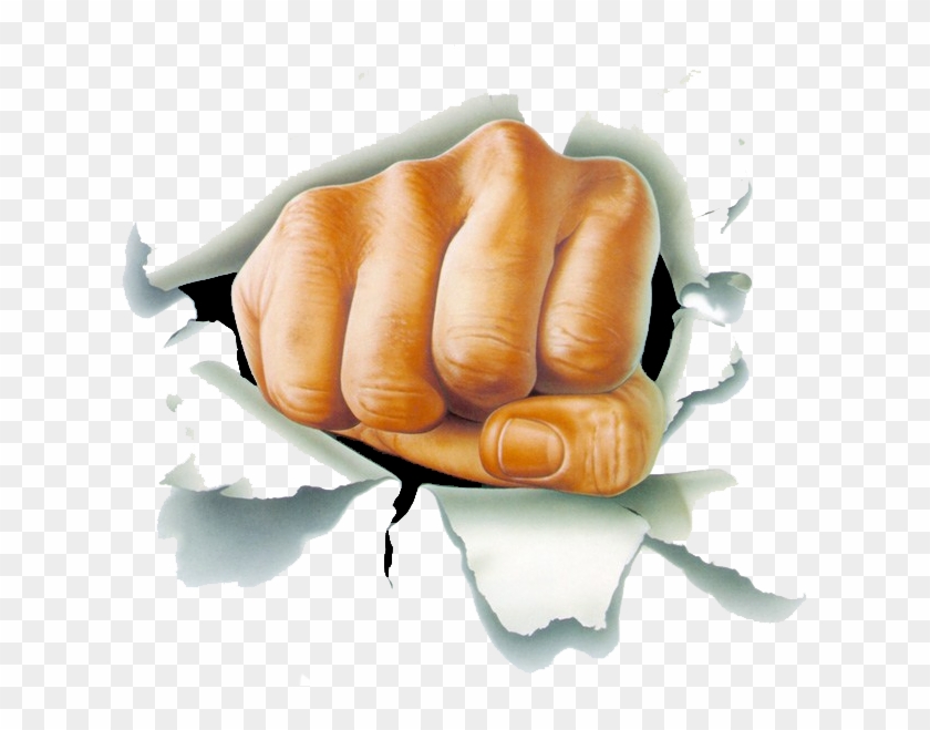 Fist Through The Wall - Fist Punching Through Paper, HD Png Download