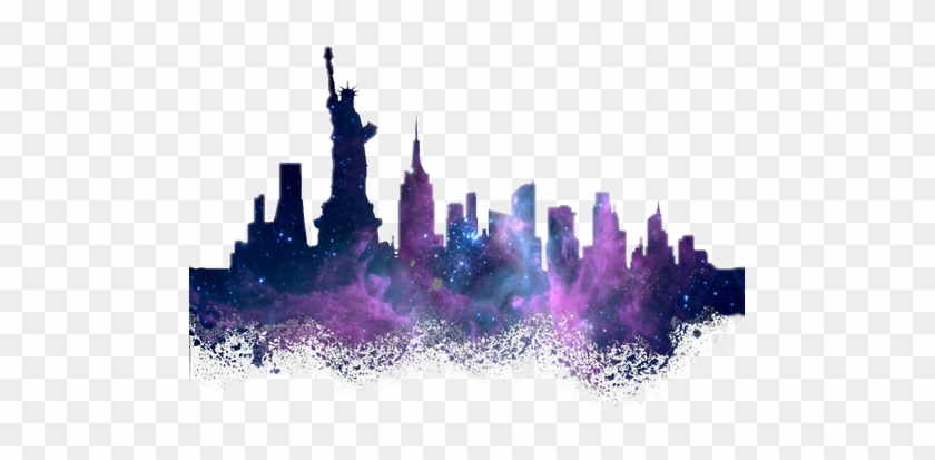 Newyork City Galaxy Ciudad Watercolour Art New York Hd Png Download 499x333 Pngfind