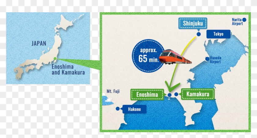 About 65 Minutes To Kamakura From Shinjuku In The Heart Map Hd Png Download 1020x500 4562691 Pngfind