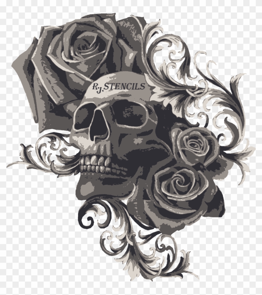 Old school rose tattoo with skull Traditional  Stock Illustration  70290054  PIXTA