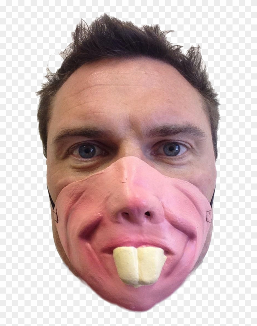 Funny Bunny Teeth Half Face Mask - Tongue, HD Png Download - 817x1024 ...