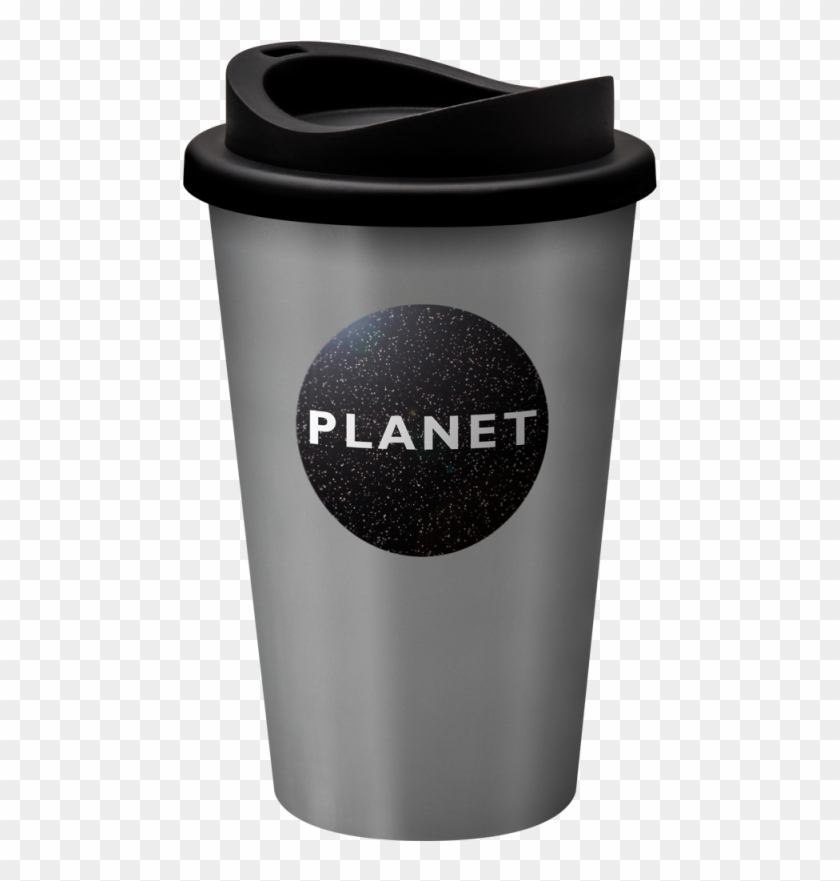 Printed Reusable Universal Coffee Mug 350ml Silver Reusable