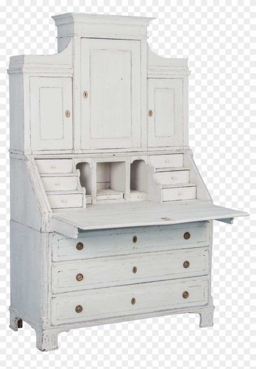 Graceful Swedish Antique Secretary With White Chalk Dresser Hd