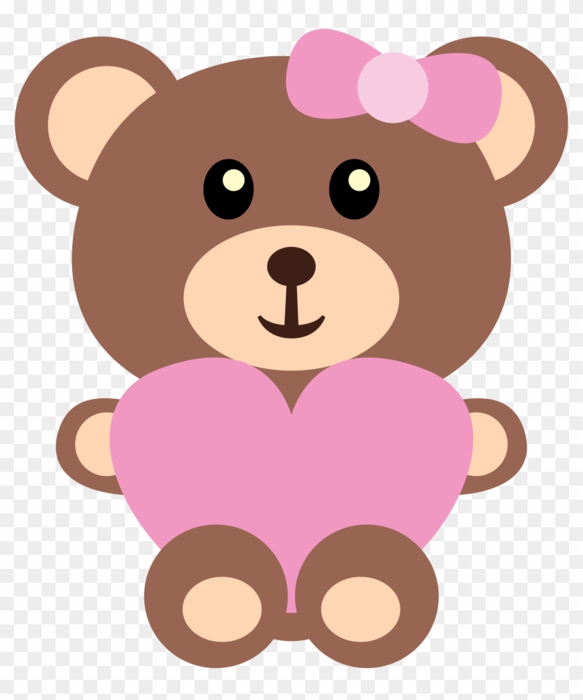 A cute teddy bear girl is sitting and holding a gift. Vector