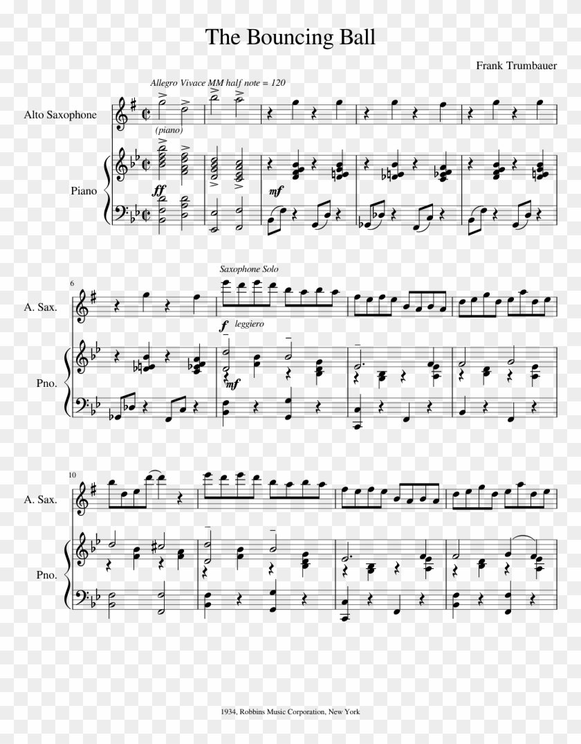 The Bouncing Ball Sheet Music Composed By Frank Trumbauer Thank You Next Alto Sax Hd Png Download 850x1100 5216685 Pngfind