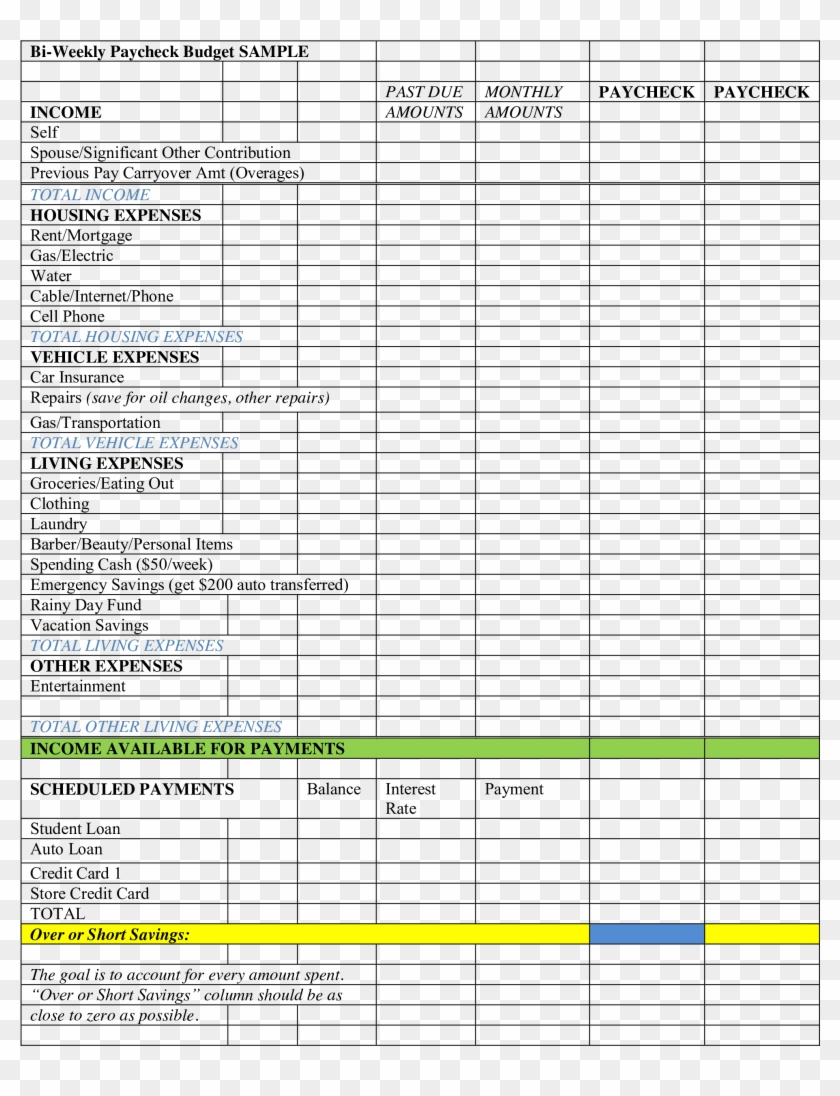 Bi Weekly Paycheck Budget - Budgeting Biweekly Pay, HD Png Download ...