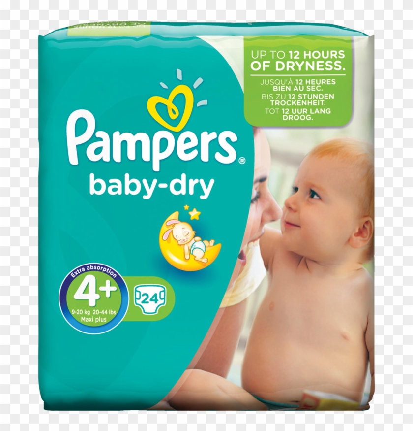 Pampers Baby Dry 24pack - Pampers Baby Dry 4+, HD Png Download ...