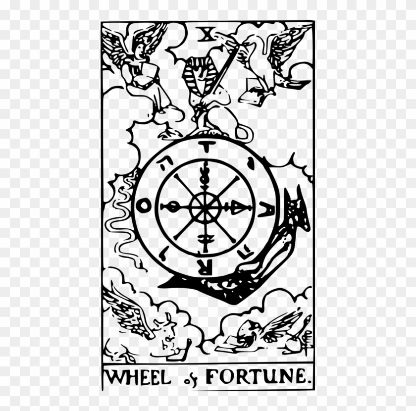 Tarot Drawing Wheel Fortune Wheel Of Fortune Tarot Card Art, HD Png