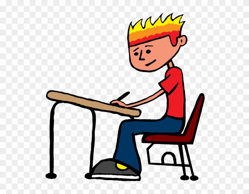 boy working at desk clipart