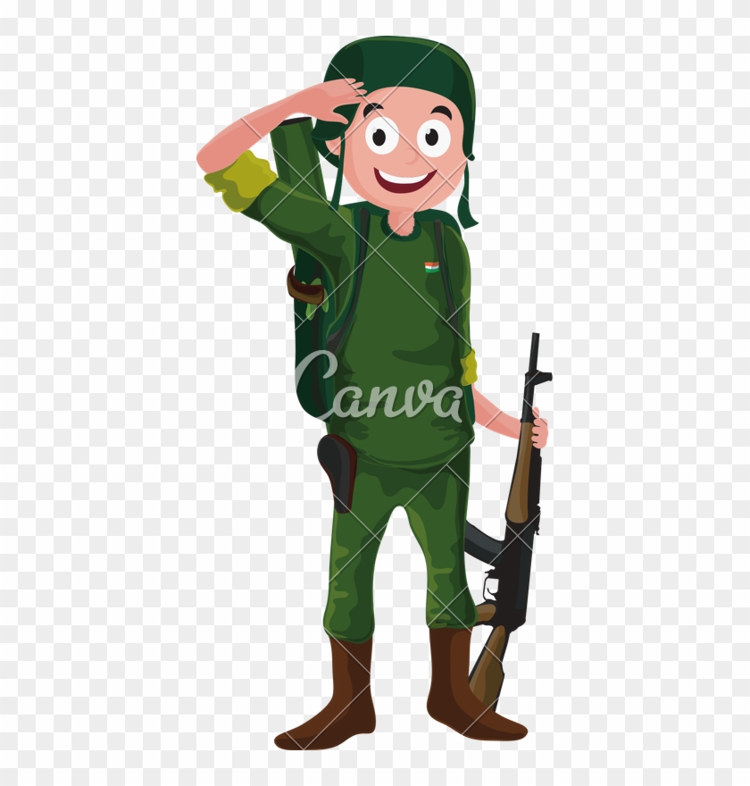 Saluting Indian Soldier Icons By Canva - Indian Army Soldier Cartoon ...