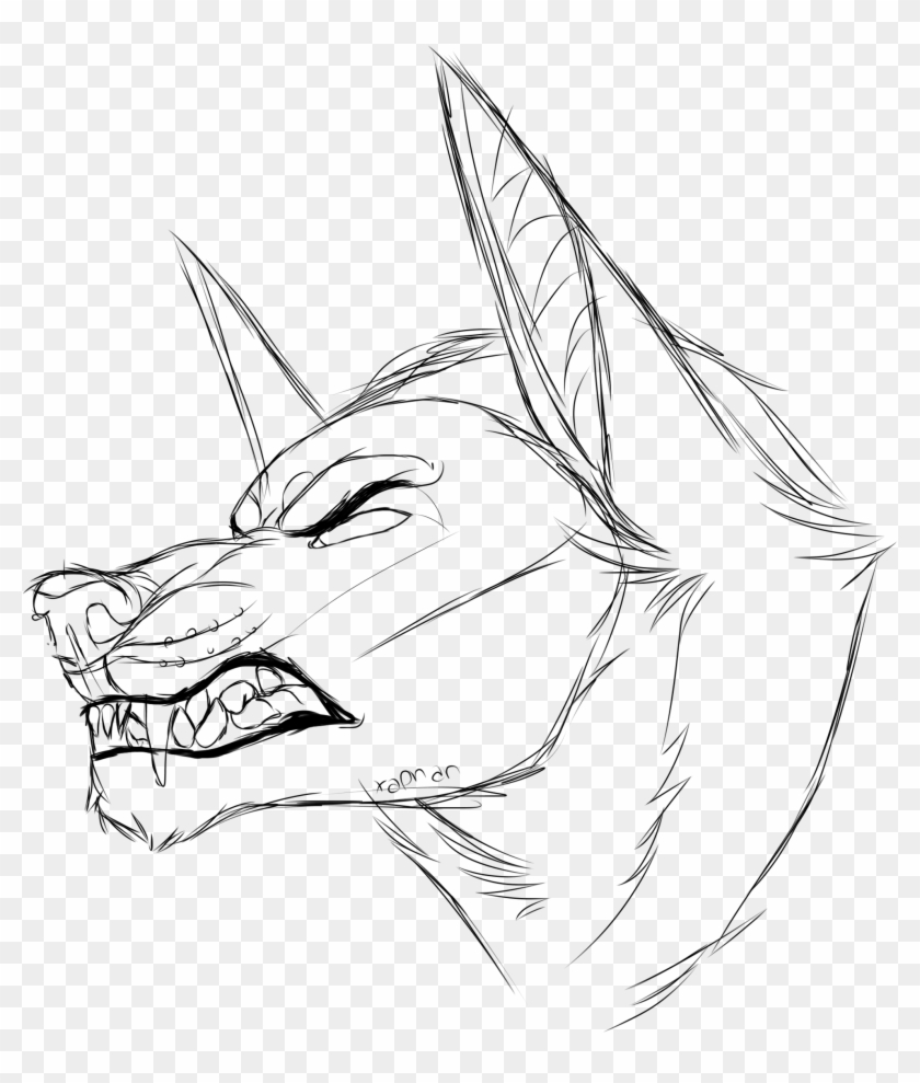 angry anime wolf drawing