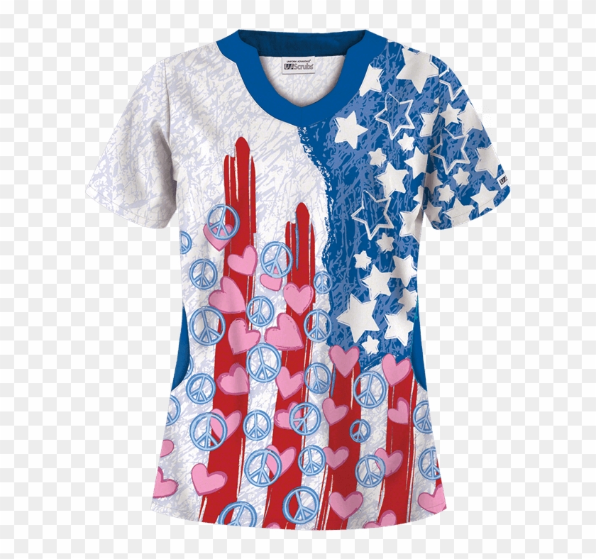 Patriotic print scrub on sale tops