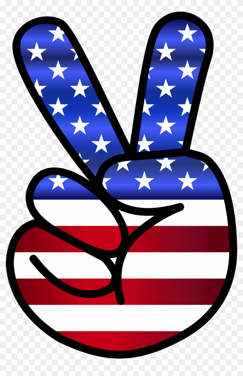 Big Image American Flag Peace Sign Hand HD Png Download 1492x2234 