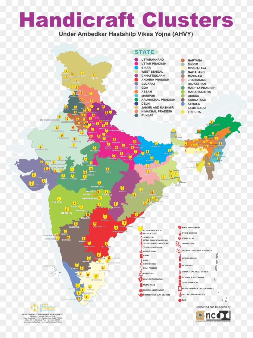 Survey & Studies - Handicrafts Map Of India, Hd Png Download 