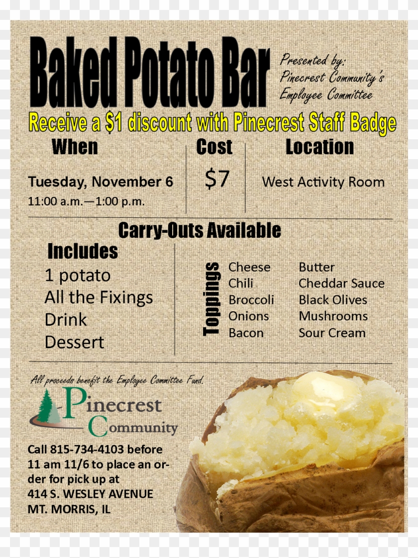 Baked Potato Bar Fundraiser - Baked Potato Bar Lunch, HD Png Download ...
