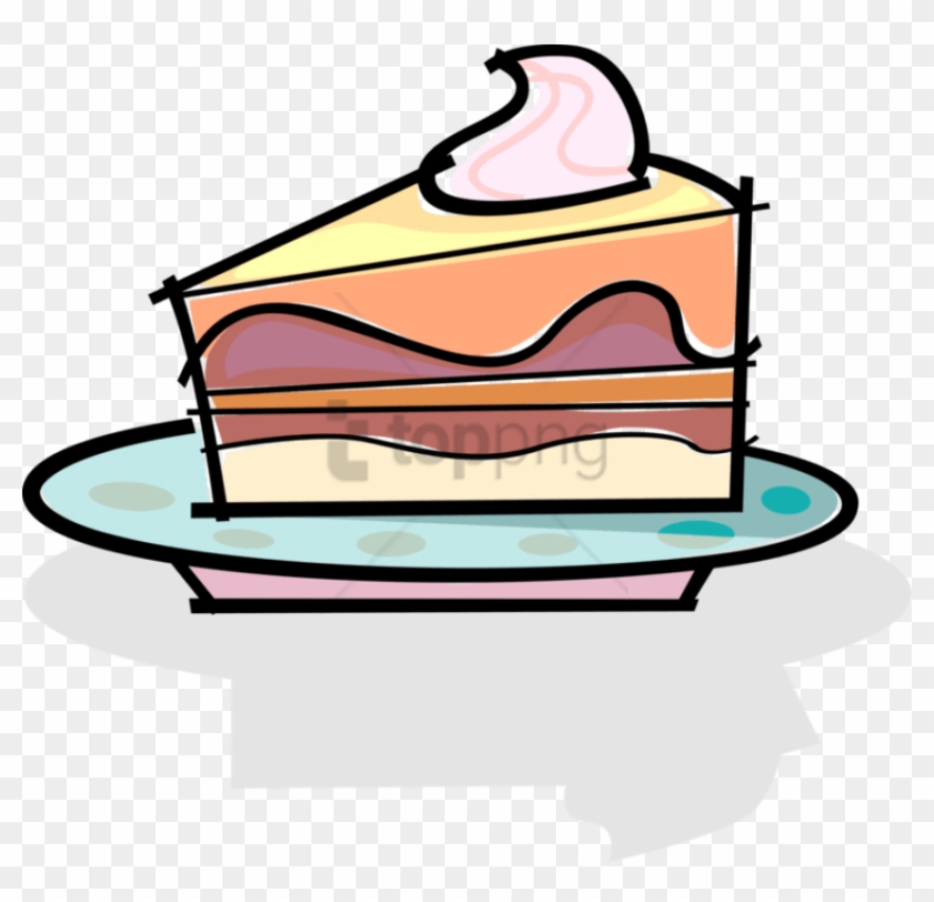 Vector Illustration Of Slice Of Dessert Cake On Plate - Slice Of Cake ...