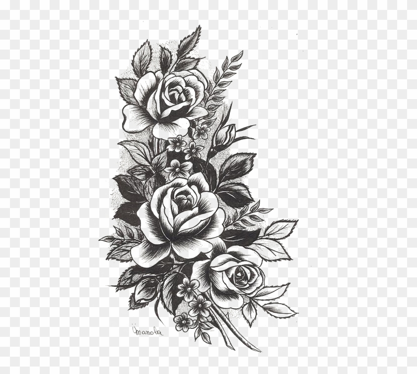 Rose Tattoo Png High-quality Image - Flowers Design Tattoo, Transparent
