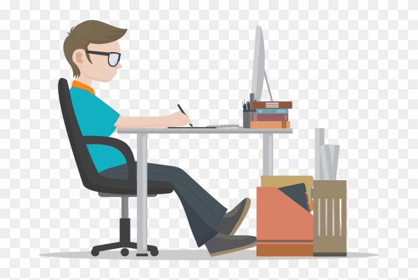 Desk Clipart Stressed Office Worker - Graphic Designer Png, Transparent Png  - 683x484(#6313396) - PngFind