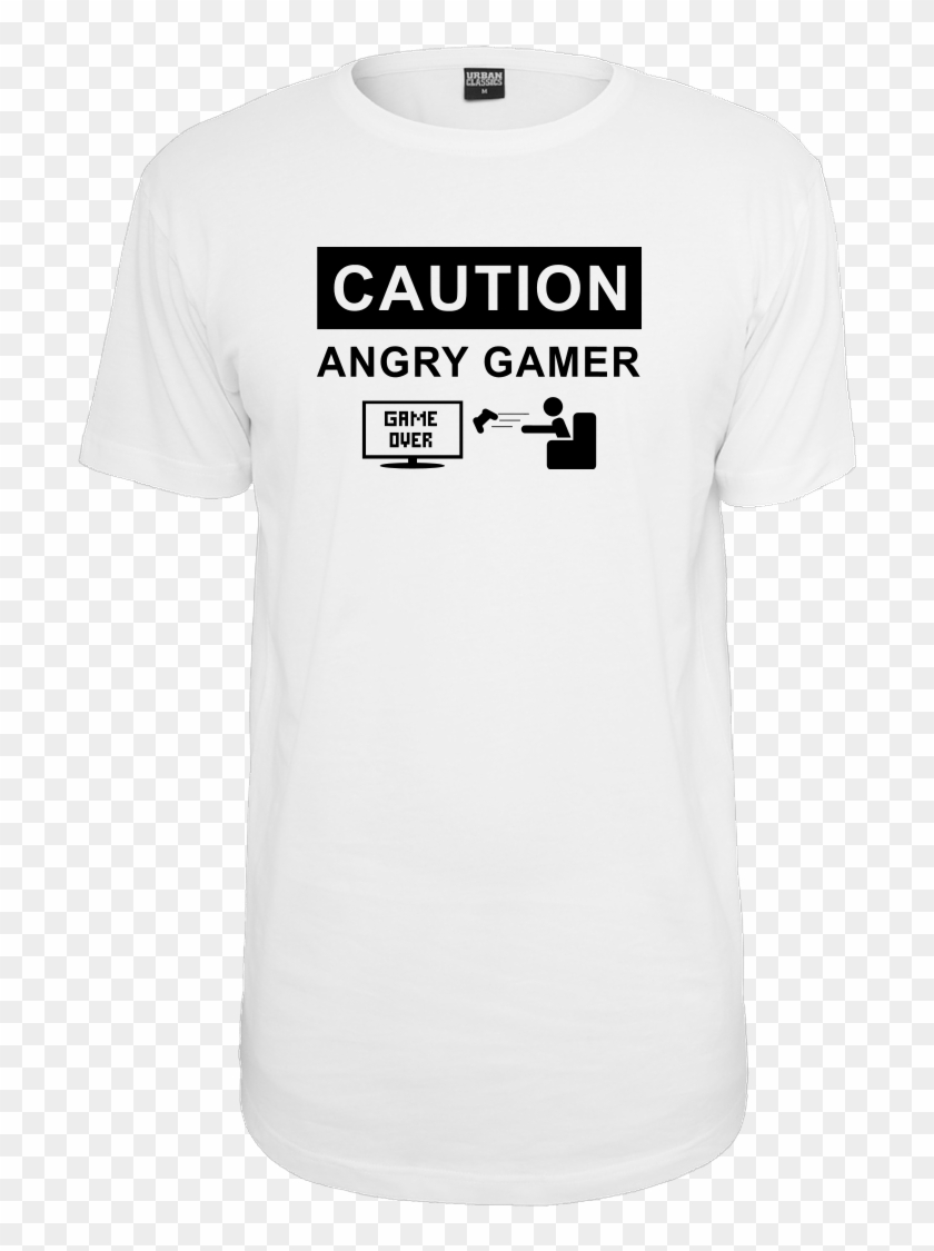 Angry Gamer T-shirt Urban Classics Long Tee White, HD Png Download ...