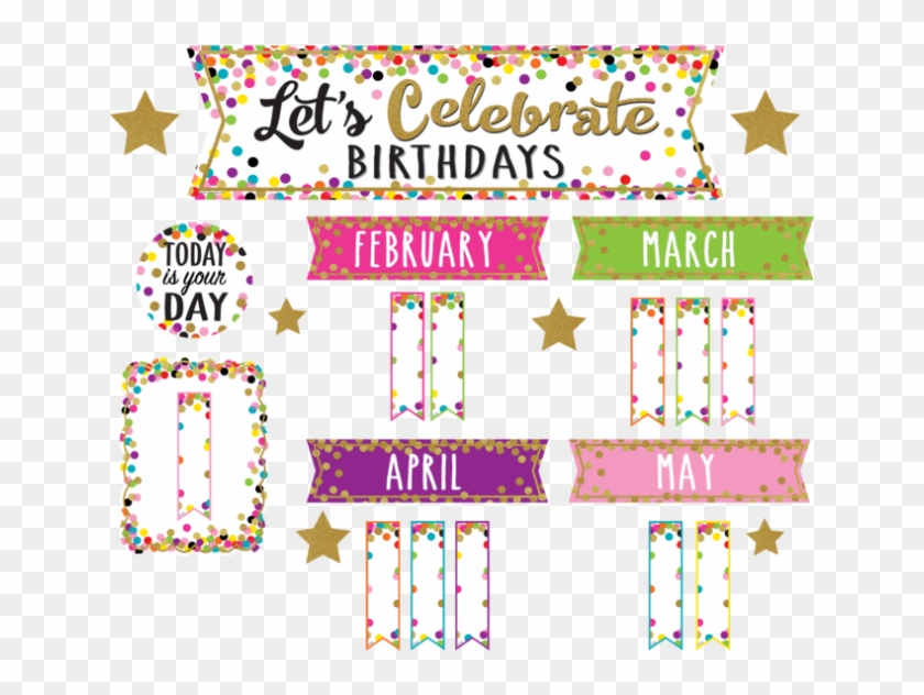 confetti lets celebrate birthdays mini bulletin board birthday bulletin board design hd png download 640x640 645287 pngfind confetti lets celebrate birthdays mini