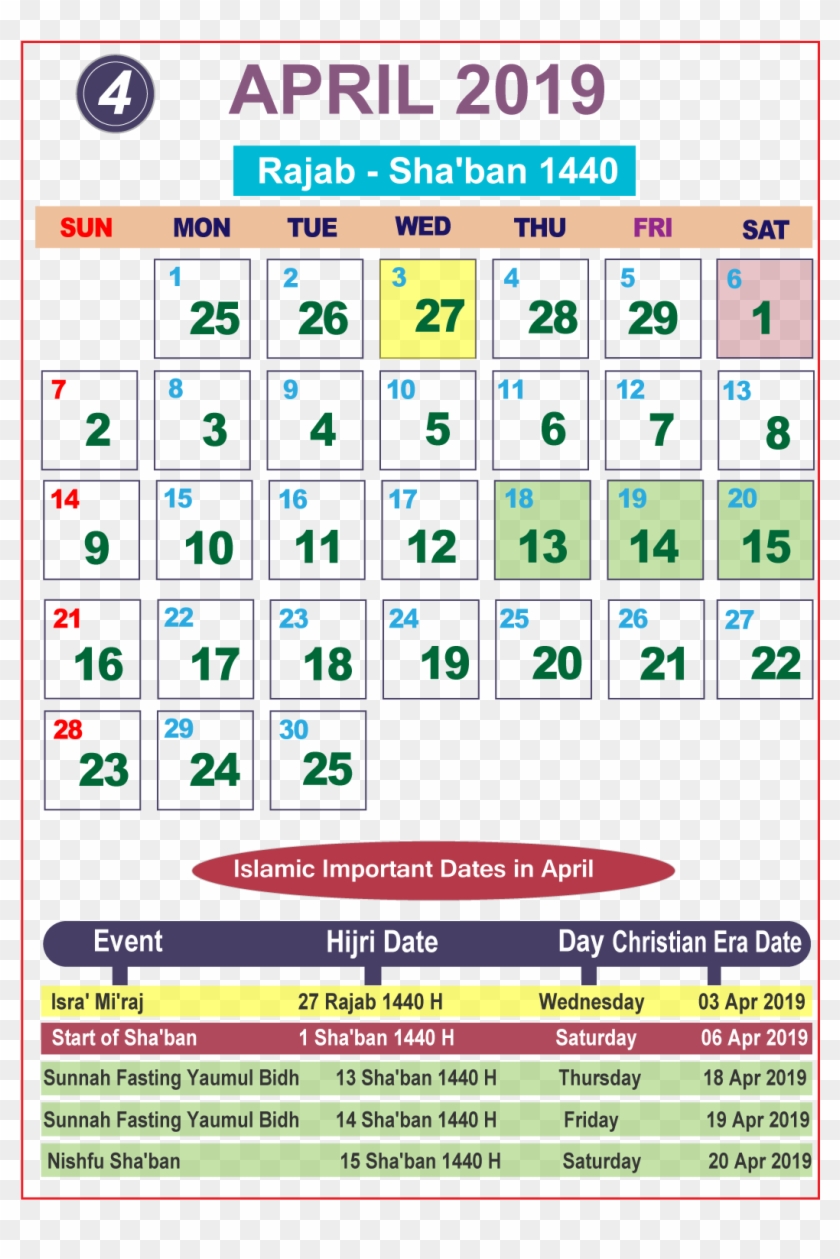 Islamic Calendar 19 Special Days With Islamic Calendar Islamic Calendar 19 April Hd Png Download 1080x1548 Pngfind