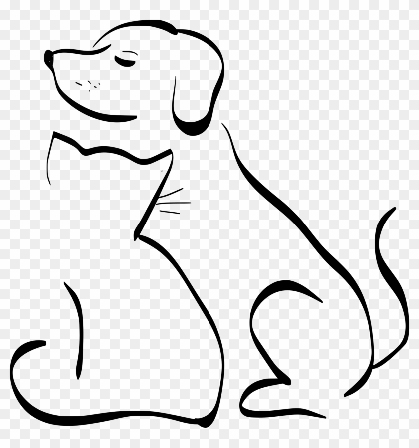 Animal Dog Cat Cute - Line Art, HD Png Download - 1670x1706(#6487567 ...