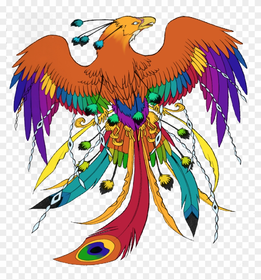 Amazing Vivid Color Phoenix From Back Tattoo Design - Golden Eagle, HD ...