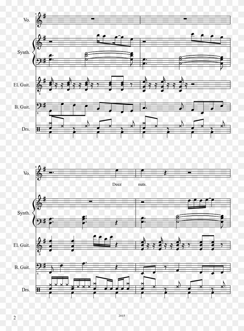 Deez Nuts Sheet Music Composed By Matthew Huntington - Sheet Music, HD ...