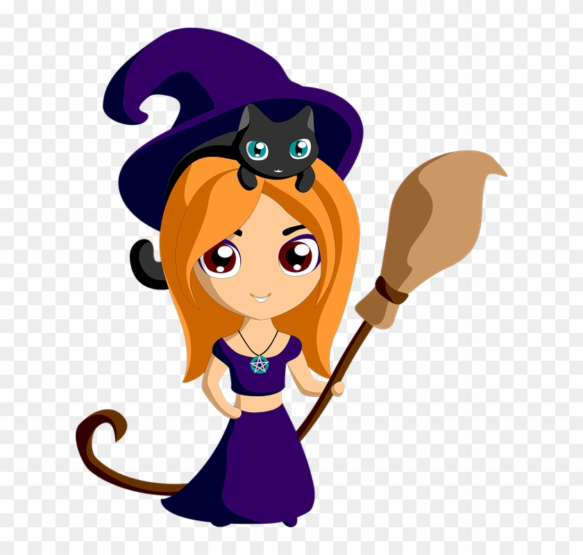 Witch Halloween Girl Pet Clip Art Cute Witches Hd Png Download 622x7 Pngfind