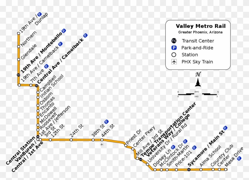 Valley Metro Rail Map List Of Valley Metro Rail Stations - Valley Metro Rail Map Mesa, Hd Png  Download - 1200X843(#6663744) - Pngfind