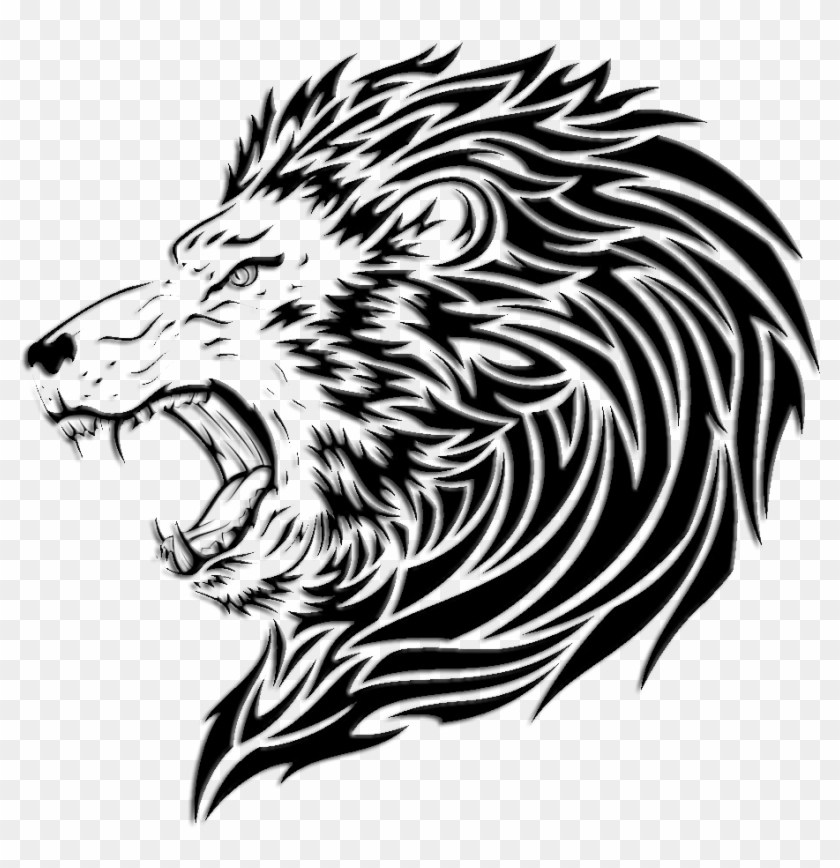 Good Lion Sleeve Tattoo - Tribal Tattoo Lion Head, HD Png Download ...