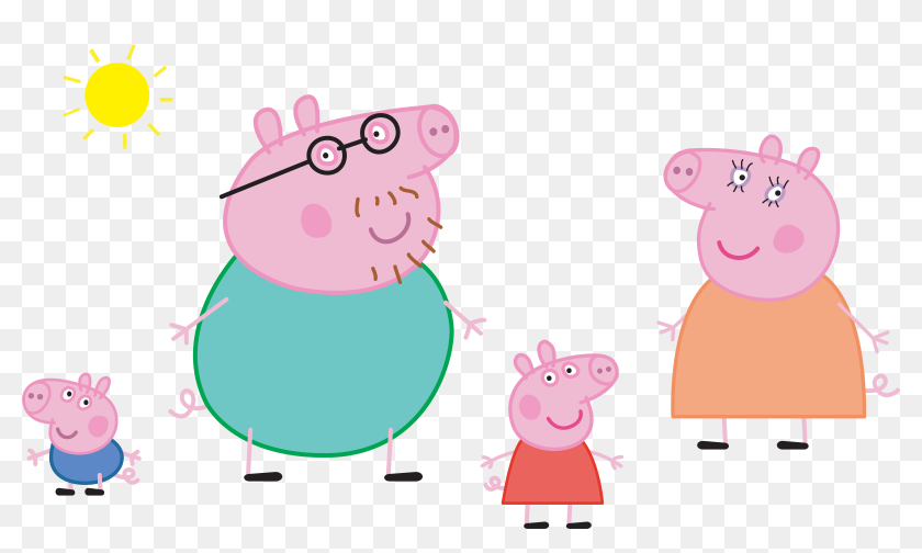 Paultons Park Domestic Pig Brand Illustration - Peppa Pig Family Png ...